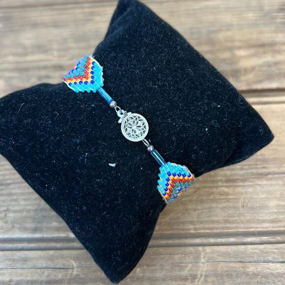 Vintage 1970s hippie beaded bracelet boho southwest - Picture 2 of 4